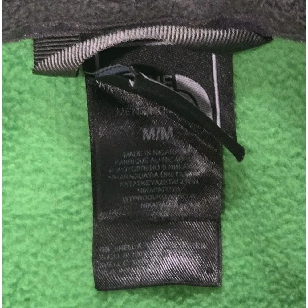 The North Face Mens Green Gray Colorblock Full Zip Coat Fleece Jacket MEDIUM